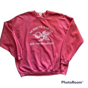 The Office Schrute Farms Bed and Breakfast Crewneck Sweatshirt, 3X, Heather Pink